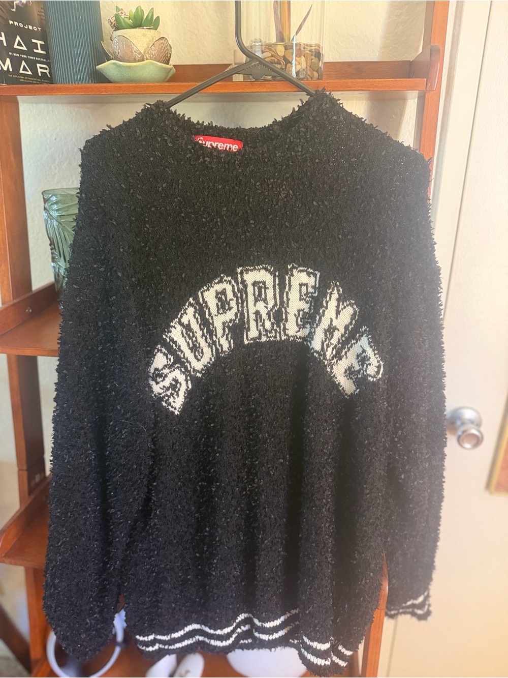 Authentic pre-owned Supreme Black Fuzzy Logo Sweater